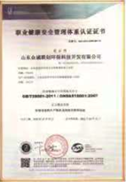 職業(yè)健康安全管理管理體系認證證書